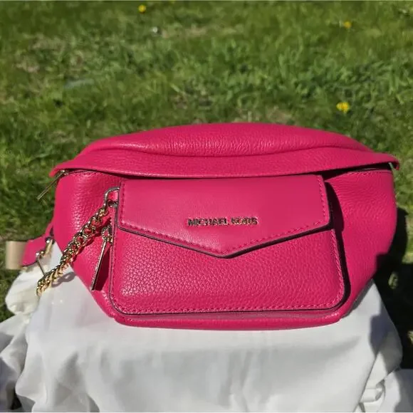 Michael Kors Pink Maisie Large Pebbled 2-in-1 Sling Pack - Picture 1 of 11